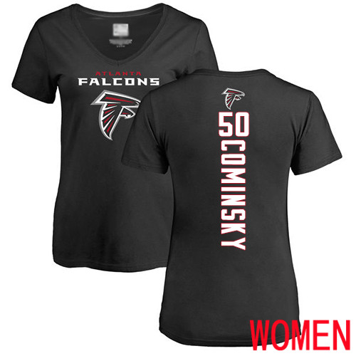 Atlanta Falcons Black Women John Cominsky Backer NFL Football #50 T Shirt